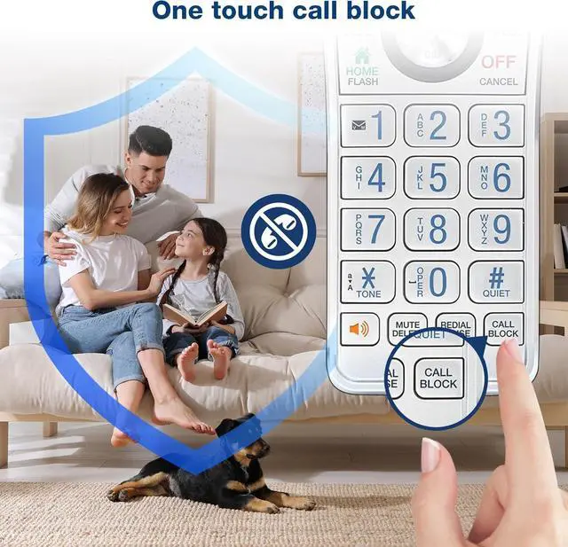 Alt view image 5 of 7 - IS8151 Super Long Range DECT 6.0 Cordless Phone for Home with Answering Machine, 2300 ft Range, Call Blocking, Bluetooth, Headset Jack, Power Backup, Intercom, Expandable to 12 HS