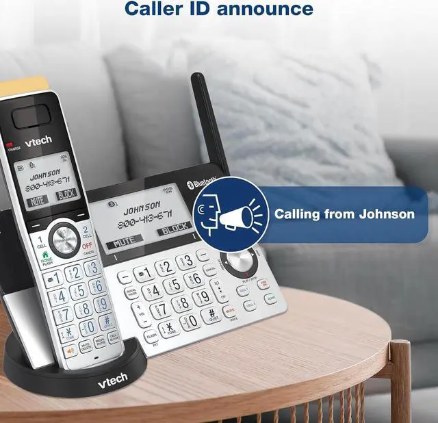 Alt view image 7 of 7 - IS8151 Super Long Range DECT 6.0 Cordless Phone for Home with Answering Machine, 2300 ft Range, Call Blocking, Bluetooth, Headset Jack, Power Backup, Intercom, Expandable to 12 HS