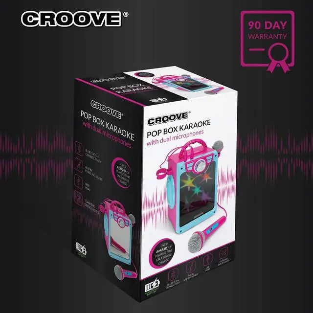Alt view image 6 of 6 - Kids Karaoke Machine for Girls - Pink Portable Karaoke Speaker System Set with 2 Microphones Gift for Girl - Bluetooth/AUX/USB, Karaoke & Microphone Best Birthday Gifts for Girls Ages 8 9+ Years Old