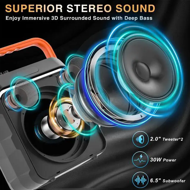 Alt view image 4 of 6 - Machine with 2 Wireless Microphones, Portable Bluetooth Karaoke Speaker for Adults & Kids with Strobe Lights, Karaoke Microphone with PA System Supports TWS/USB/TF/REC/FM/AUX for Home Party
