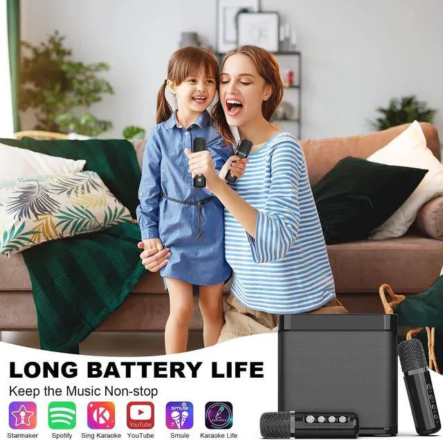 Alt view image 3 of 7 - Machine for Adults and Kids, FULLIFE Portable Bluetooth PA Speaker System with 2 UHF Wireless Microphones, Karaoke Speaker with Echo, Supports TF/USB, AUX in, for Home Party, Meeting
