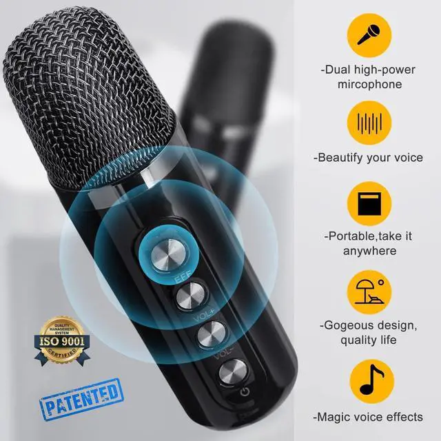 Alt view image 6 of 7 - Machine for Adults and Kids, FULLIFE Portable Bluetooth PA Speaker System with 2 UHF Wireless Microphones, Karaoke Speaker with Echo, Supports TF/USB, AUX in, for Home Party, Meeting
