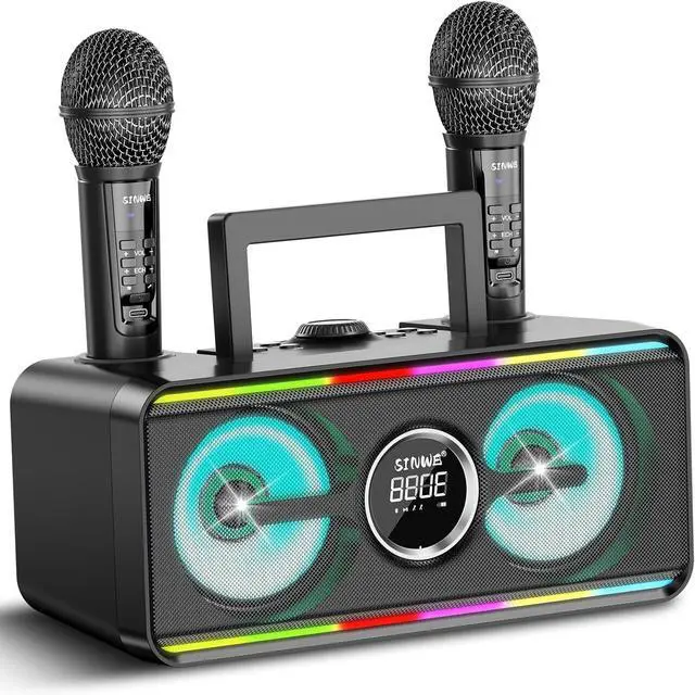 Main image of Karaoke Machine for Adults Kids with 2 UHF Wireless Microphones,Portable Bluetooth Singing PA Speaker System with LED Lights for Home Party,Outdoor/Indoor/Wedding,Church,Birthday Gifts (K2)