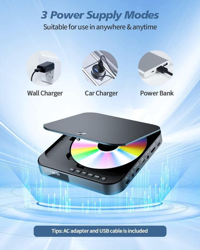 Alt view image 4 of 7 - Mini DVD Player - 1080P HD Compact Player for TVs with HDMI, All Region Free, CD/DVD, USB/TF Card, Remote Control, PAL/NTSC Support