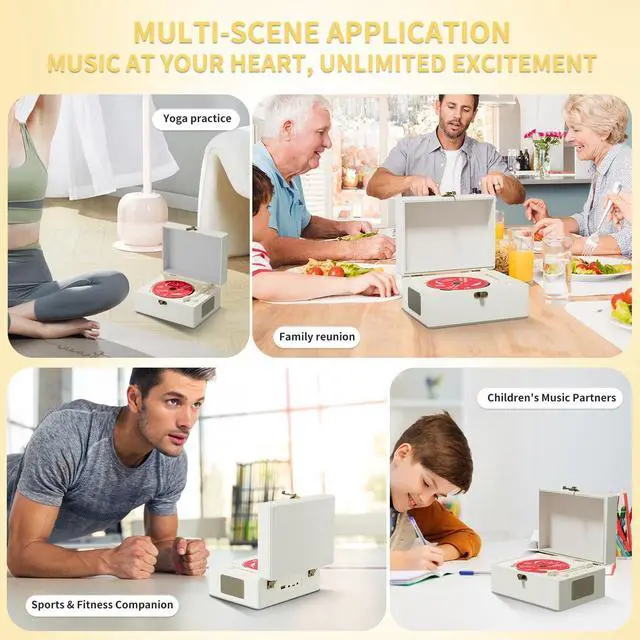 Alt view image 5 of 7 - Rechargeable Leather CD Player with Speakers; Bluetooth Transmitter; Festival Gift; BGM Player for Home Decor