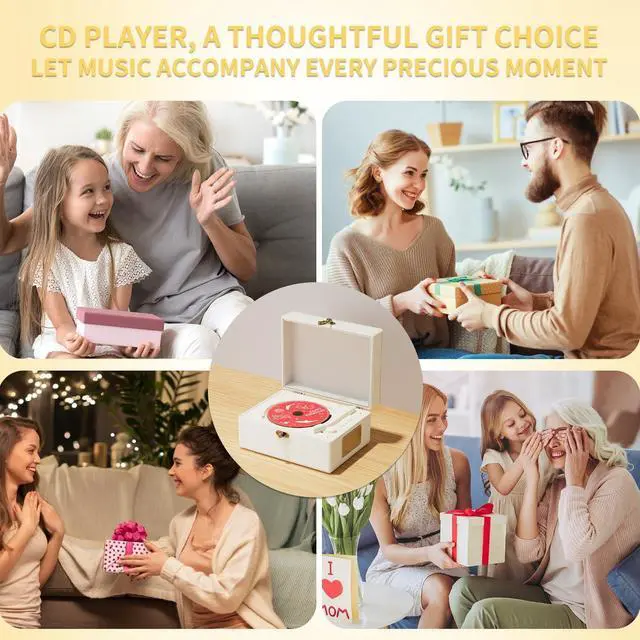 Alt view image 6 of 7 - Rechargeable Leather CD Player with Speakers; Bluetooth Transmitter; Festival Gift; BGM Player for Home Decor