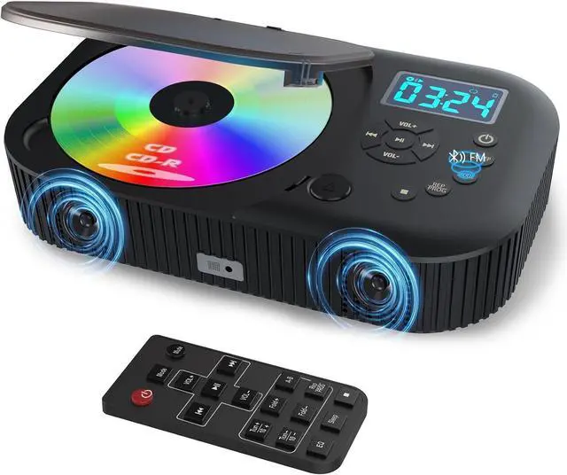 Main image of CD Player Portable,MONODEAL Dual Stereo Speakers Portable CD Player with Bluetooth Speakers, 4000mAh Rechargeable CD Player Bluetooth for Car/Home with Remote Control,Support USB/AUX,Headphone Jack