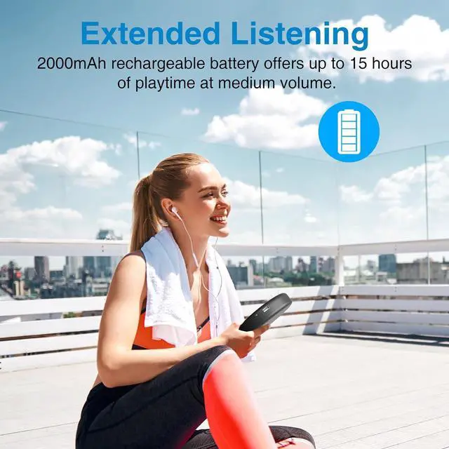 Alt view image 4 of 7 - CP27BR Portable CD Player Bluetooth for Car with FM Transmitter, USB, AUX, LCD Display, Anti-Skip, Stereo Speakers, Headphones & Rechargeable Battery  Black