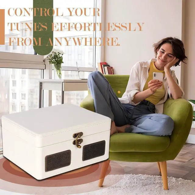 Alt view image 7 of 7 - CD Player Portable with Bluetooth, RetroBeat 2200mAH Rechargeable Desktop CD Player for Home with Speakers, AUX Output, USB Mode and TF Card Support, Headphone Output (White)