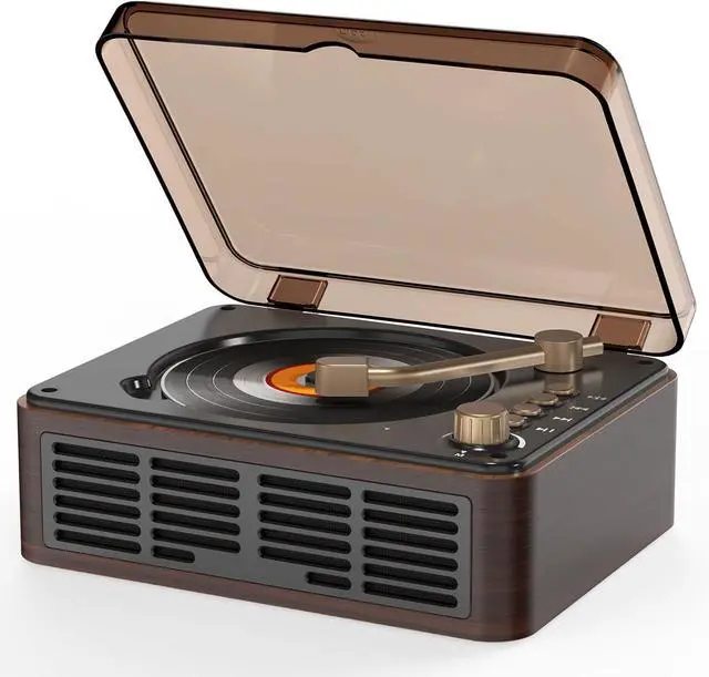 Main image of CD Player Portable with BluetoothDouble HiFi Sound Speakers,Desktop CD Music Players,Support AUX/USB/Headphone Jack/Music Fiber Optics/FM Radio Boombox for Home,Office (Brown)