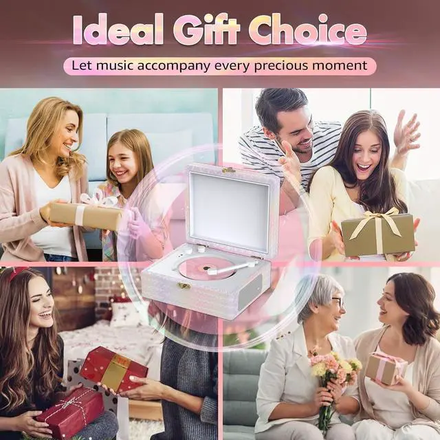 Alt view image 6 of 7 - CD Player Portable with Speakers Bluetooth Desktop Knit Retro CD Player for Home Rechargeble Battery Small Vintage CD Player with Bluetooth Input, USB Playback, AUX in, Headphone Jack, Remote Control