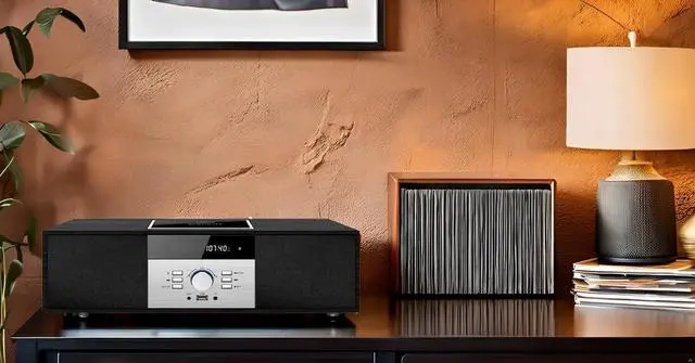 Alt view image 6 of 7 - Bluetooth Stereo System for Home, WISCENT Vintage Micro HiFi Systems CD Player,with Bluetooth Audio Streaming,FM Radio,USB Port,Aux-in,Earphone Port (Black CD Player)