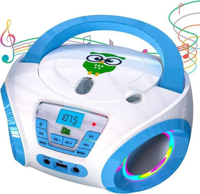 Main image of Tunes Kids Boombox CD Player for Kids - NEW 2023 - FM Radio - Batteries Included - Cute white Radio cd Player with Speakers for Kids and Toddlers - Blue