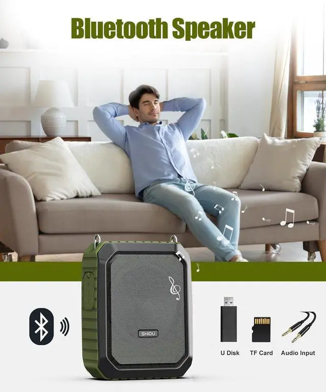 Alt view image 4 of 7 - Voice Amplifier for Teacher with Portable Microphone and Speaker, 18W Megaphone with Wired Mic Headset, IPX5 Waterproof & Rechargeable Bluetooth Speaker Systems for Tour Guide, Speech, Meeting