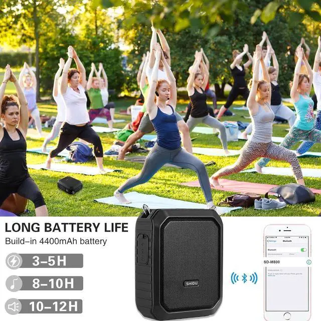 Alt view image 4 of 7 - Voice Amplifier Wireless for Teachers, 18W Personal PA System Ultra-Portable Megaphone with Wireless Microphone Headset, IPX5 Waterproof 5.0 Bluetooth Voice Amplifier Speaker - Indoor & Outdoor