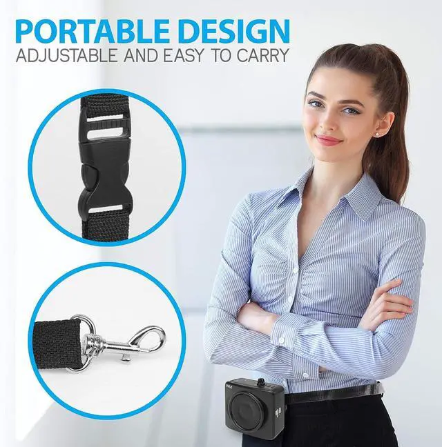 Alt view image 5 of 7 - Portable Waist-Band PA Speaker System - Compact Voice Amplifier and Headset Microphone Set with Built-in Rechargeable Battery, MP3/USB Playback, AUX, Power Adapter, Strap, Belt Clip PWMA60UB