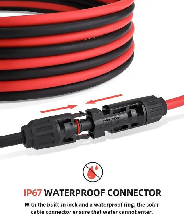 Alt view image 5 of 7 - 40 Feet 10AWG Solar Extension Cable with Female and Male Connector with Extra Pair of Connectors Solar Panel Adaptor Kit Tool (40FT Red + 40FT Black)