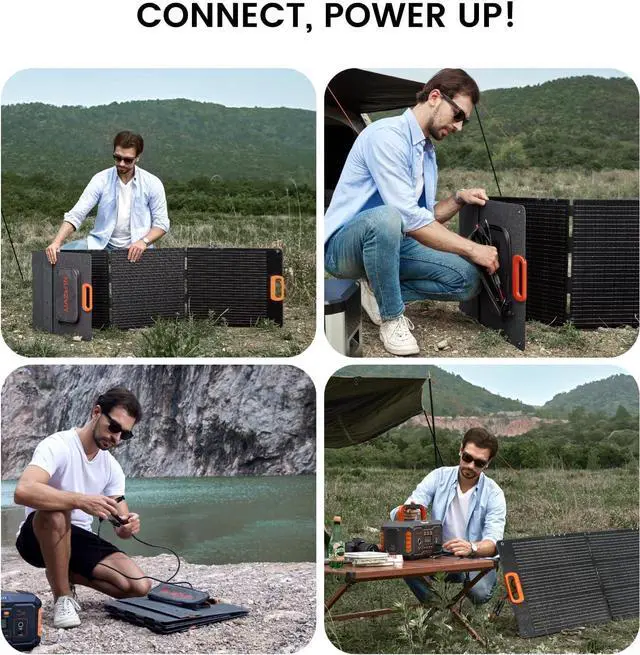 Alt view image 5 of 7 - Portable Solar Panel 200 Watt Foldable 200W Solar Cell Solar Charger for Power Station, Waterproof w/Adjustable Kickstand XT60 Anderson DC 8mm Connector for Camping, Off Grid Living