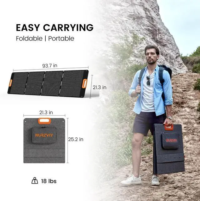 Alt view image 7 of 7 - Portable Solar Panel 200 Watt Foldable 200W Solar Cell Solar Charger for Power Station, Waterproof w/Adjustable Kickstand XT60 Anderson DC 8mm Connector for Camping, Off Grid Living