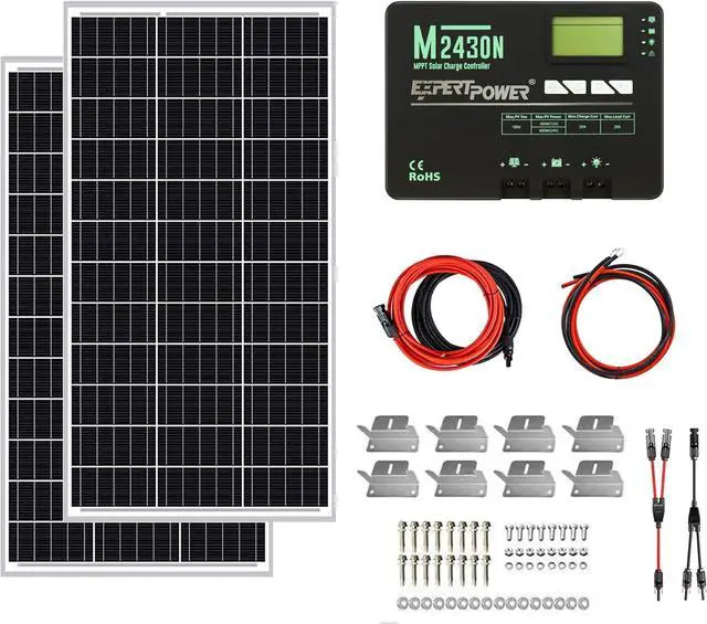Main image of 200W 12V Solar Power Kit | 200W Mono Rigid Solar Panels, 30A MPPT Solar Charge Controller | RV, Trailer, Camper, Marine, Off Grid, Solar Projects