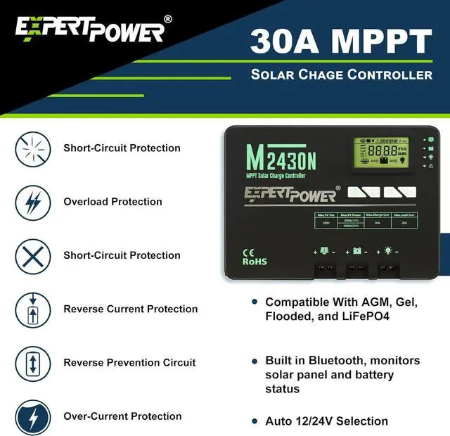 Alt view image 2 of 7 - 200W 12V Solar Power Kit | 200W Mono Rigid Solar Panels, 30A MPPT Solar Charge Controller | RV, Trailer, Camper, Marine, Off Grid, Solar Projects