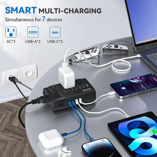 Alt view image 6 of 7 - 350W Voltage Converter, Ai 220V to 110V Converter and 50Hz to 60Hz Transformer, Power Converter Adapter Combo US to AU, UK, European Travel Plug Adapter for Hair Straightener Laptop Cell Phone