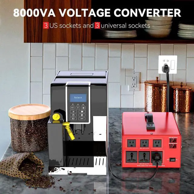 Alt view image 4 of 7 - Voltage Converter Auto Transformer Heavy Duty Step Up/Down Power Converter 220V to 110V, 110V to 220V with US Outlets, Universal Outlets, LCD Display, Circuit Breaker Protection8000W