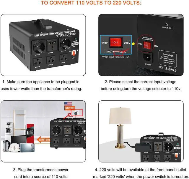 Alt view image 5 of 7 - Yinleader 3000W Voltage Converter Transformer(110V to 220V,220V to 110V) Step Up/Down Converter 110/120 Volt - 220/240 Volt w/US Standard Power Cord,Circuit Breaker Protection (VTUSEU-3000)