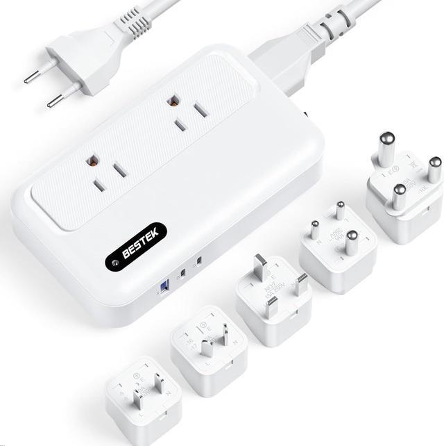 Main image of 220V to 110V Voltage Converter US to Europe International Universal Travel Adapter for Hair Straighteners Curling Irons,Power Converter Plug Combo US to EU UK (White)