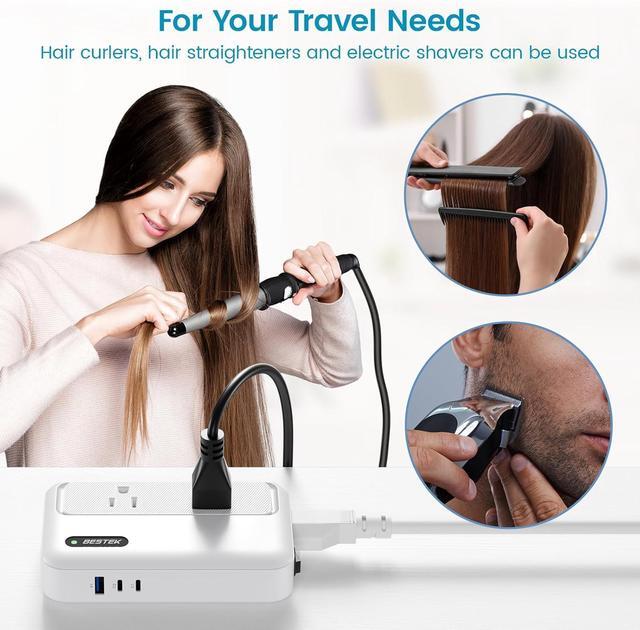 Alt view image 3 of 7 - 220V to 110V Voltage Converter US to Europe International Universal Travel Adapter for Hair Straighteners Curling Irons,Power Converter Plug Combo US to EU UK (White)
