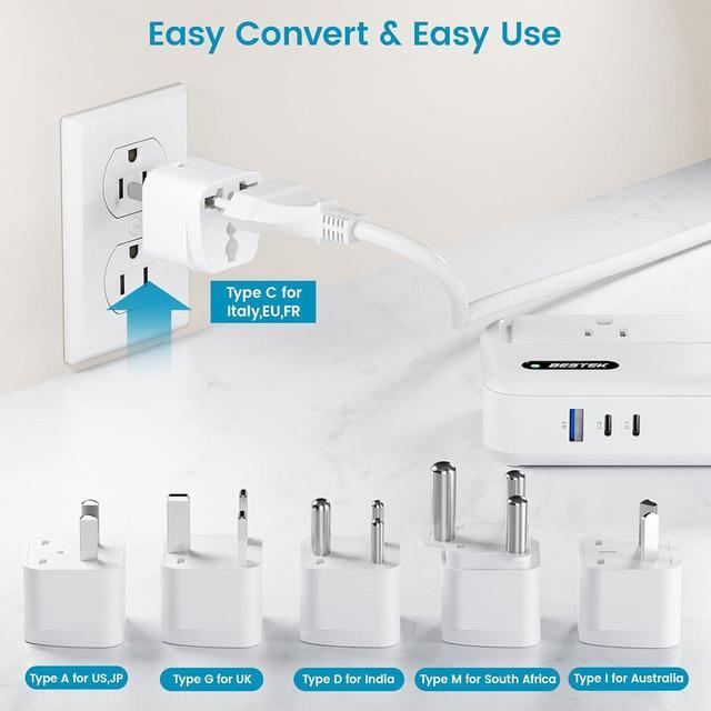 Alt view image 7 of 7 - 220V to 110V Voltage Converter US to Europe International Universal Travel Adapter for Hair Straighteners Curling Irons,Power Converter Plug Combo US to EU UK (White)