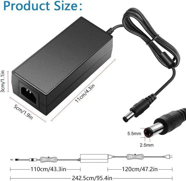 Alt view image 2 of 7 - SHNITPWR 24V 3A DC Power Supply Adapter AC 100V~240V to DC 24 Volt 3 Amp 72W Converter Transformer 5.5x2.5mm Plug for 5050 3528 LED Strip Light 3D Printer LED Driver CCTV Security System LCD Monitor