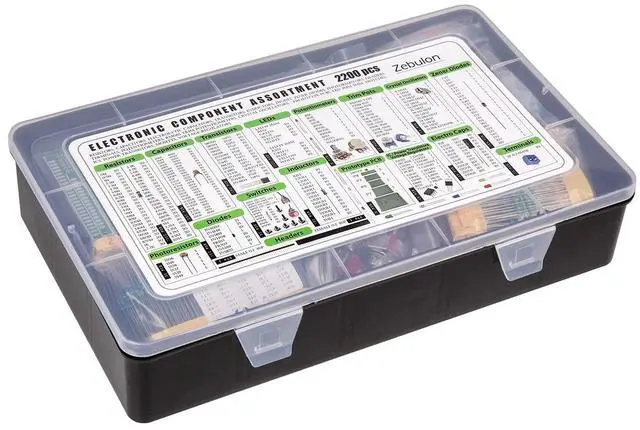 Alt view image 6 of 6 - 2200 pcs Electronic Component Assortment Kit, Capacitors, Resistors, Transistors, Inductors, Diodes, Potentiometer, IC, LED and PCB