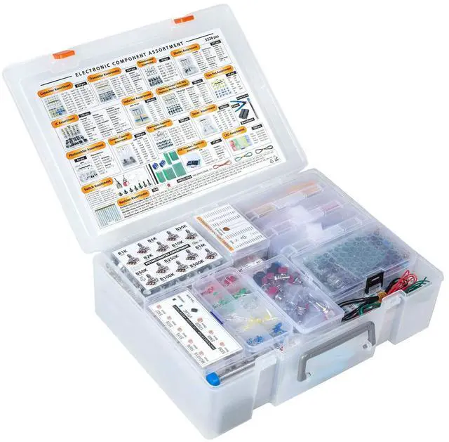 Alt view image 4 of 5 - Electronic Component Assortment Box Kit, 5228 pcs, Capacitors, Transistors, Potentiometers, Diodes, ICs, Inductors, Regulators, Mosfets, Trim Pots, LEDs, PCB, Photoresistors, Terminals, Resistors