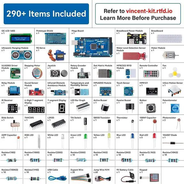 Alt view image 2 of 7 - Project The Most Complete Electronics Starter Kit Compatible with  Mega 2560 R3 Mega328 Nano, 73 Tutorials Included