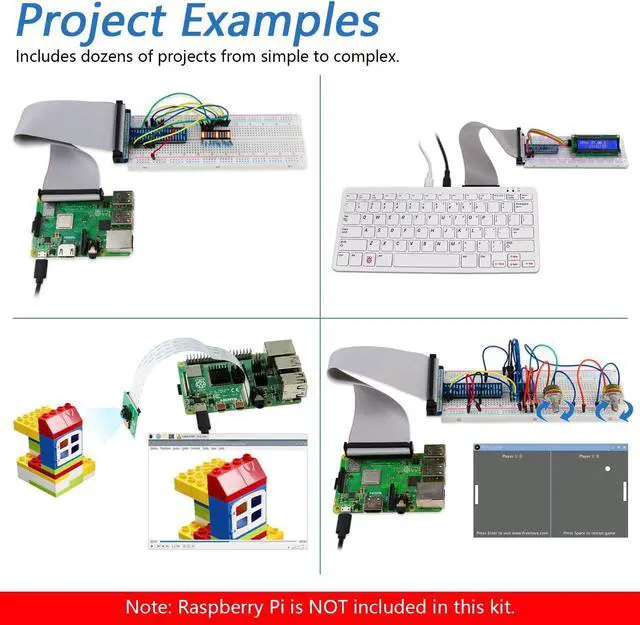 Alt view image 5 of 7 - Complete Starter Kit for Raspberry Pi 5 4 B 3 B+ 400 Zero 2 W, 1170-Page Tutorial, Python C Java Scratch Processing Code, 386 Items, 164 Projects, Camera Speaker (Raspberry Pi NOT Included)