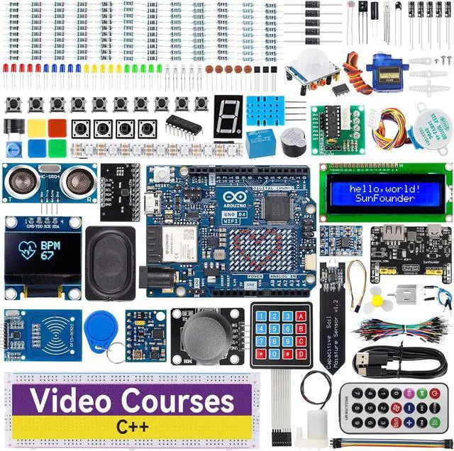 Main image of Elite Explorer Kit with Original  Uno R4 WiFi, RoHS Compliant, Bluetooth IoT ESP32 IIC LCD1602 OLED, Super Starter Kit, Online Tutorials & Video Courses for Beginners & Engineers