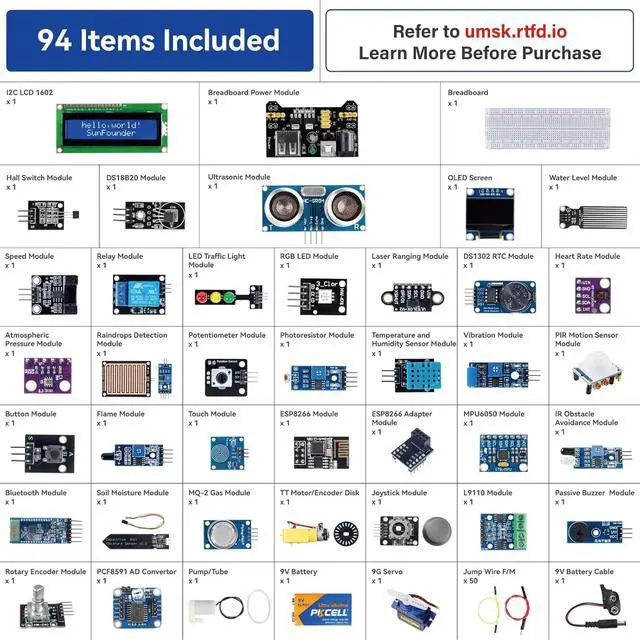 Alt view image 7 of 7 - SunFounder Universal Maker Sensor Kit Compatible with Arduino Mega 2560/Uno R3/R4 Minima/WiFi Nano, Raspberry Pi 5/4B/3B+/Zero 2 W/, Pico W, ESP32, C++, Python, MicroPython, Beginners & Engineers
