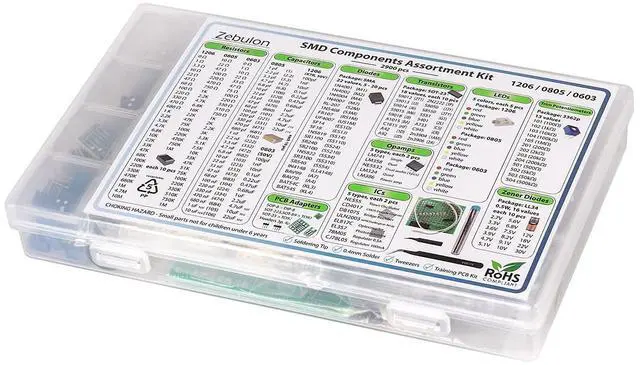 Alt view image 5 of 5 - 2900 pcs SMD 1206 0805 0603 Component Assortment, Resistor, Capacitor, Diode, Transistor, OpAmp, IC, Solder, PCB, SMT Soldering Assorted Kit