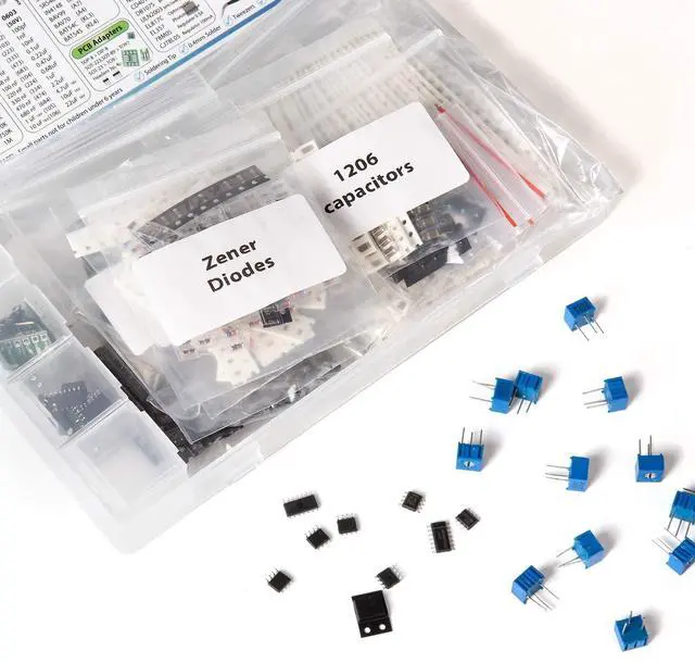 Alt view image 4 of 5 - 2900 pcs SMD 1206 0805 0603 Component Assortment, Resistor, Capacitor, Diode, Transistor, OpAmp, IC, Solder, PCB, SMT Soldering Assorted Kit