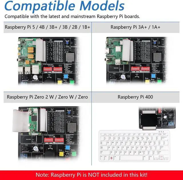 Alt view image 6 of 7 - Projects Kit for Raspberry Pi 5 4 B 3 B+ 400 Zero 2 W, Simple Wiring, 860-Page Detailed Tutorial, Python C Java Scratch Processing Code, 132 Projects (Raspberry Pi NOT Included)