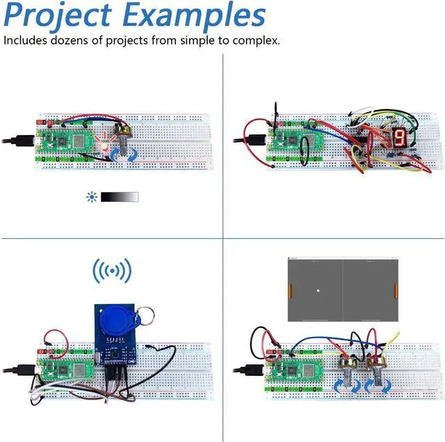 Alt view image 4 of 7 - Ultimate Starter Kit for  Pico 2 W (Included), Dual Arm Cortex-M33 and Dual Hazard3 RISC-V Microcontroller, 767-Page Detailed Tutorial, 224 Items, 119 Projects, Python C Java Code