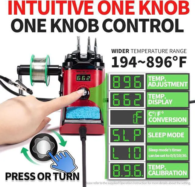 Alt view image 3 of 7 - 926 III 110W Soldering Iron Station Kit with LED Display, 2 Helping Hands, 3 Extra Iron Tips, 35g Lead-Free Solder, Solder Sucker, S/S Tweezers, °C/°F Conversion, Calibration & Sleep Features