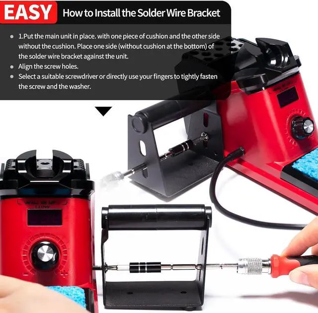 Alt view image 5 of 7 - 926 III 110W Soldering Iron Station Kit with LED Display, 2 Helping Hands, 3 Extra Iron Tips, 35g Lead-Free Solder, Solder Sucker, S/S Tweezers, °C/°F Conversion, Calibration & Sleep Features