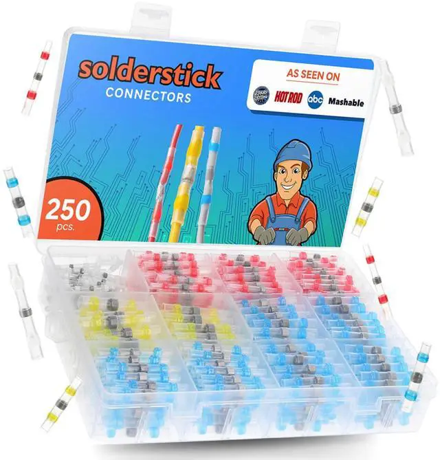 Main image of Waterproof Solder Seal Wire Connectors Kit, Electrical Insulated Wire Splice Heat Shrink Wire Connectors with 4 Gauges - 12-10, 16-14, 22-18, 26-24 AWG (250)