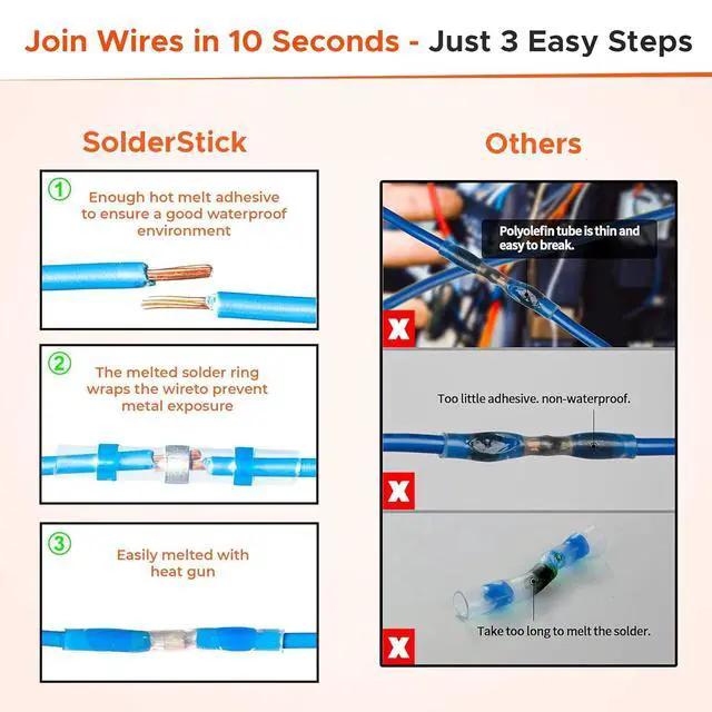 Alt view image 4 of 7 - Waterproof Solder Seal Wire Connectors Kit, Electrical Insulated Wire Splice Heat Shrink Wire Connectors with 4 Gauges - 12-10, 16-14, 22-18, 26-24 AWG (250)