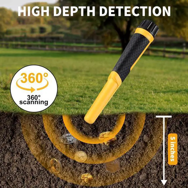 Alt view image 2 of 7 - Metal Detector Pinpointer Wand: 5" Detection Depth, IP68 Fully Waterproof, Up to 66 Feet Underwater, 360°Detection Handheld Pin Pointer, 3 Modes (Buzzer, Vibration,Sound) for Adults & Kids