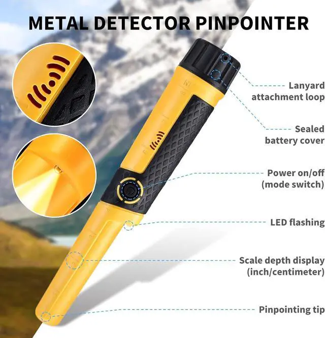 Alt view image 7 of 7 - Metal Detector Pinpointer Wand: 5" Detection Depth, IP68 Fully Waterproof, Up to 66 Feet Underwater, 360°Detection Handheld Pin Pointer, 3 Modes (Buzzer, Vibration,Sound) for Adults & Kids