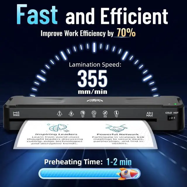 Alt view image 2 of 6 - Laminator Machine, 13 inch Laminator Machine with 50 Laminating Sheets, Fast Warm-Up No Jam Personal Laminator, Cold & Thermal Laminator Machine 11x17, Laminating Machine for Home Office School