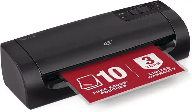 Alt view image 6 of 6 - Thermal Laminator Machine, Fusion 1100L, 9 Inch, 4 Min Warm-up, 3 or 5 Mil, with 10 EZUse Laminating Pouches (1703074)